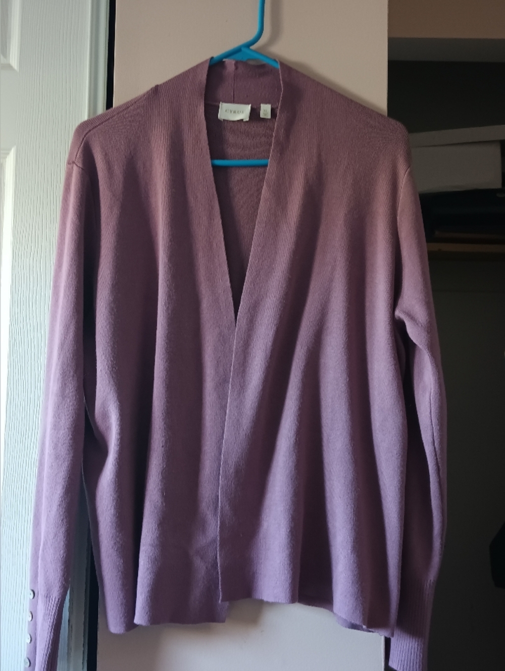 Cyrus Mauve Open-Front Cardigan
